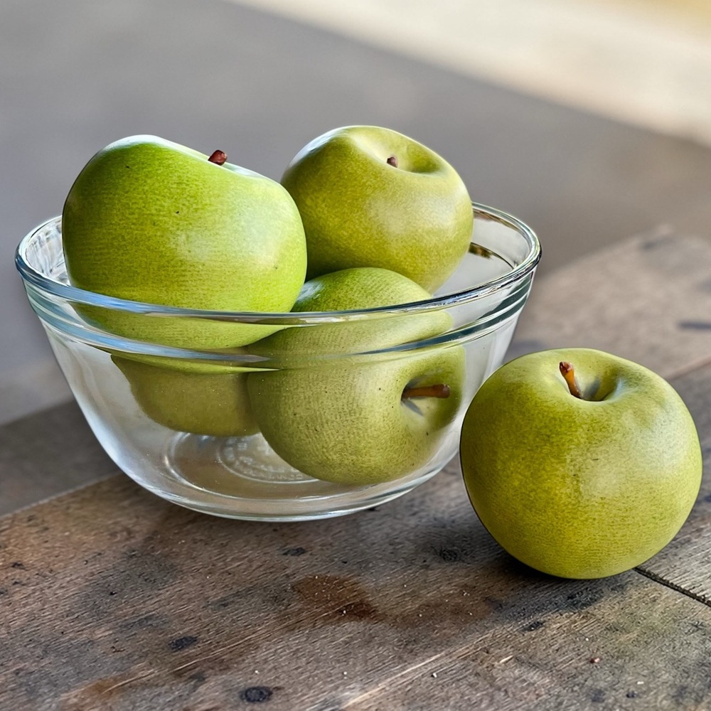 Realistic Decorative Faux Granny Smith Green Apples Bunch of 5